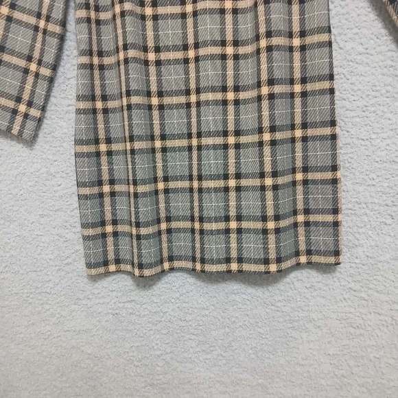 H&M Mod Plaid Long Sleeve Mini Shift Dress Size M Academia Old Money Neutral - Picture 6 of 14